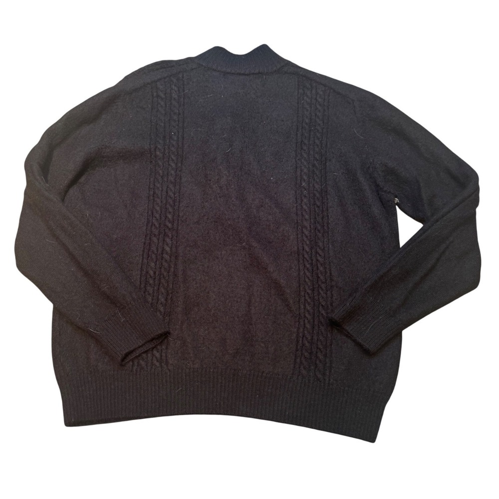 Carneoustie Baby Alpaca Sweater Men's L‎ Black Cable Knit Button Neck Peru - Picture 5 of 9